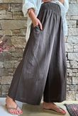 Frame Cotton Shirring Waist Wide Leg Pant Chocolate